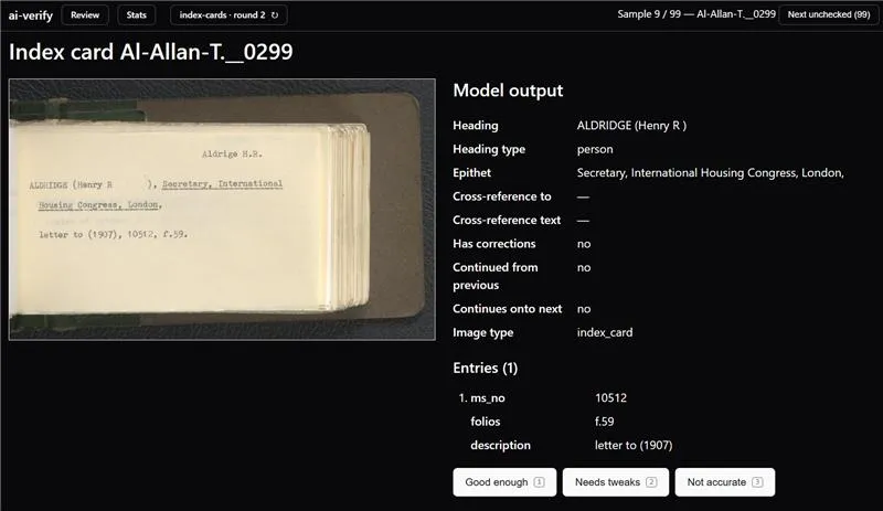 An example of an index card scan