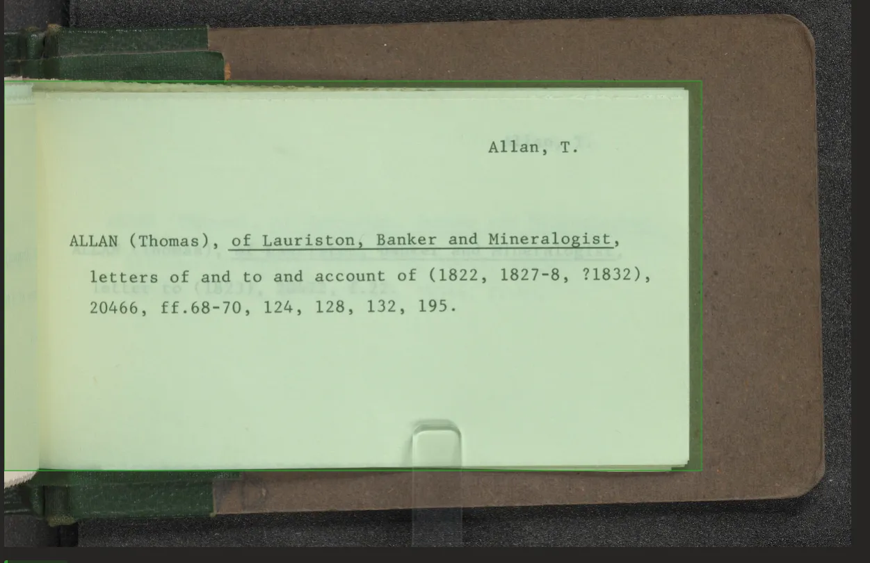 An example of a successful green bounding box around an index card